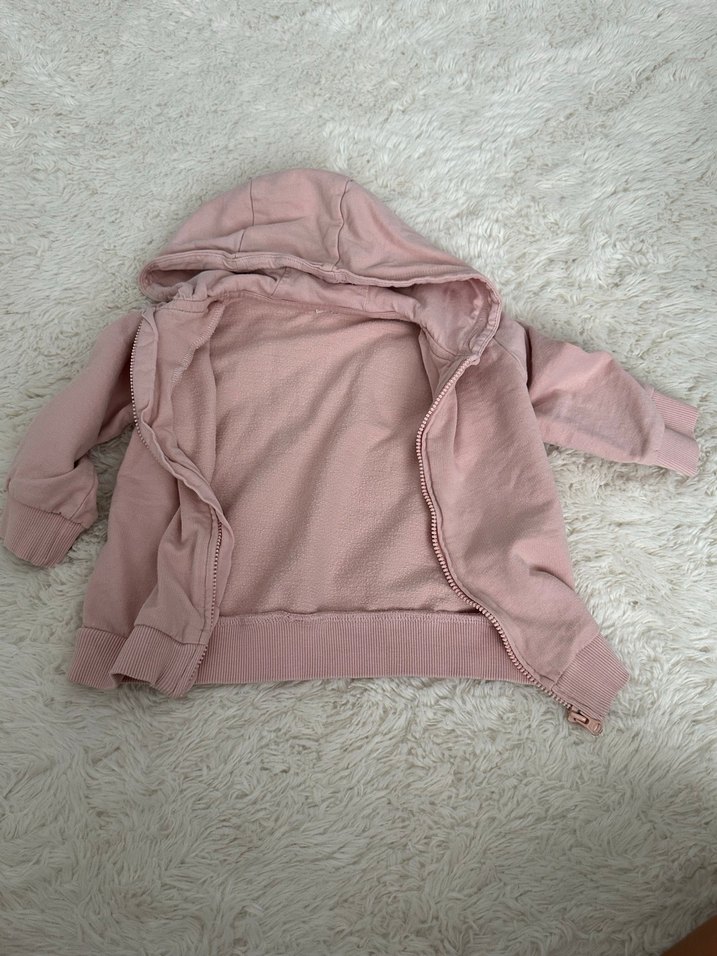 H-&M Kız Çocuk Pembe Kapüşonlu Fermuarlı Sweatshirt 9-12 ay - Görsel 2