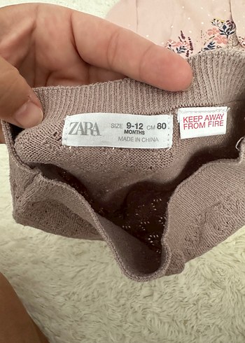 Zara Nakışlı Pembe Triko Bebek Kız Takımı 9-12 ay - Görsel 2