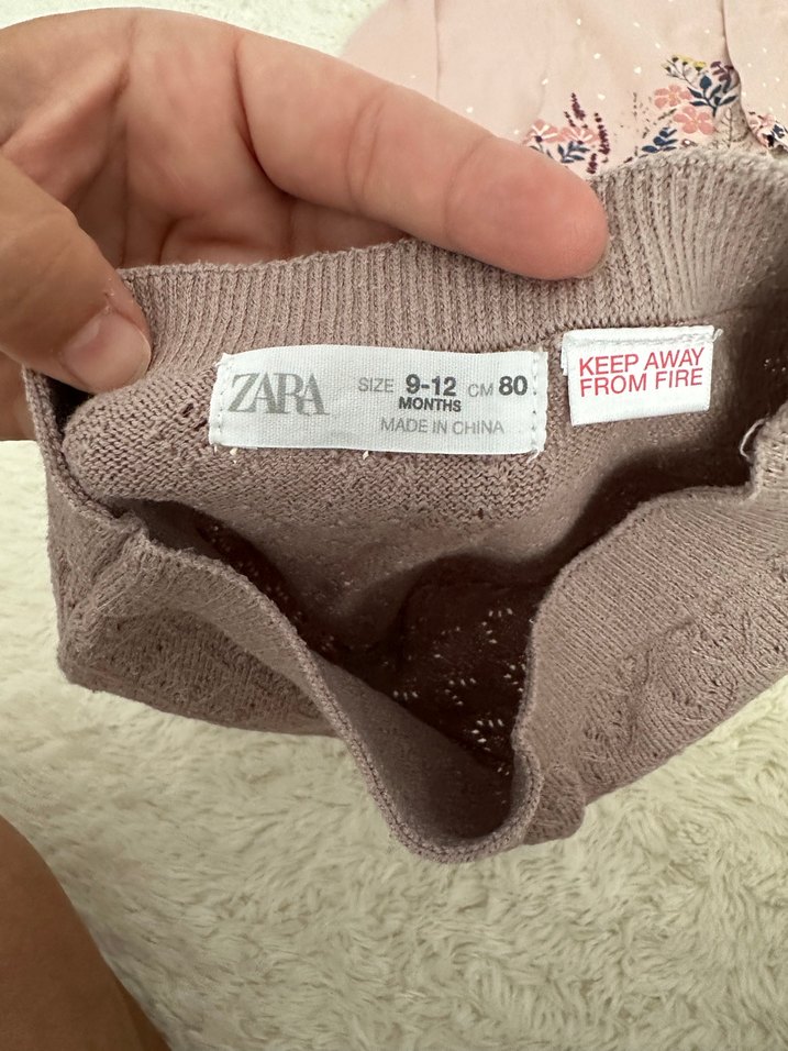 Zara Nakışlı Pembe Triko Bebek Kız Takımı 9-12 ay - Görsel 2