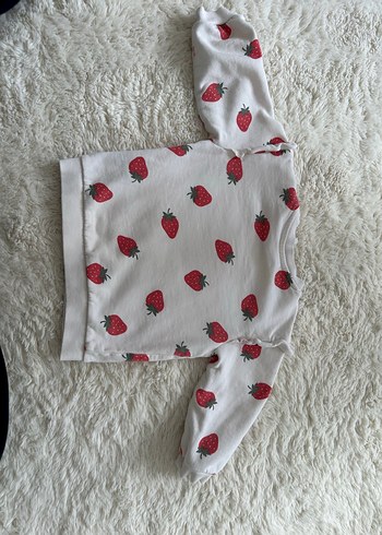 H&M Kız Çocuk Beyaz Çilek Baskılı Sweatshirt 9-12 ay - Görsel 2