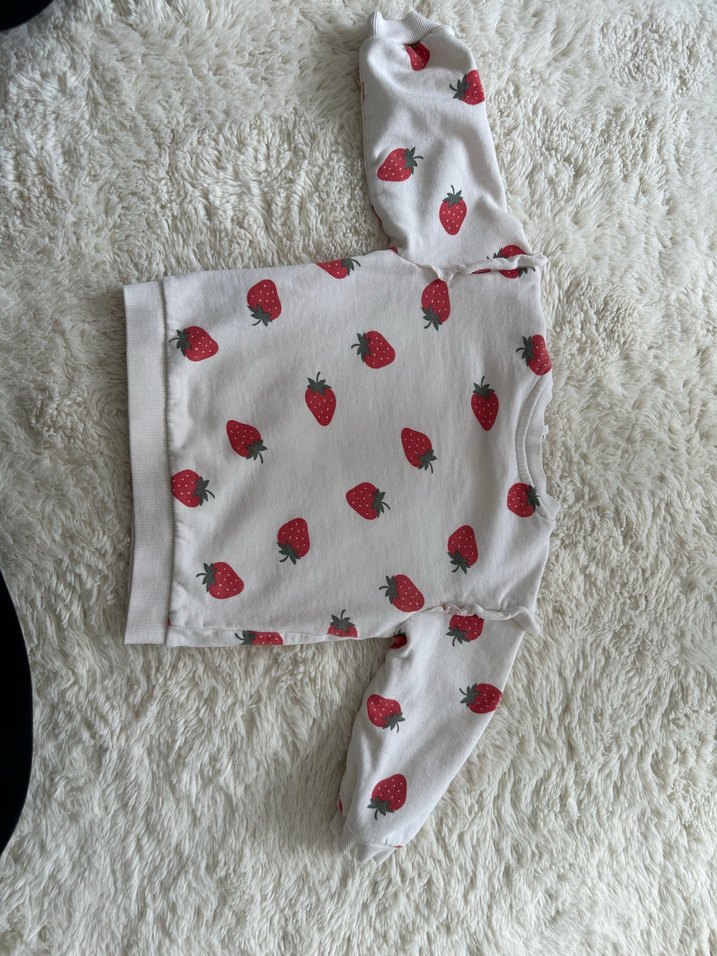 H&M Kız Çocuk Beyaz Çilek Baskılı Sweatshirt 9-12 ay - Görsel 2