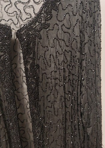 Boncuk İşlemeli Siyah Uzun Kollu tunik abiye - Görsel 6