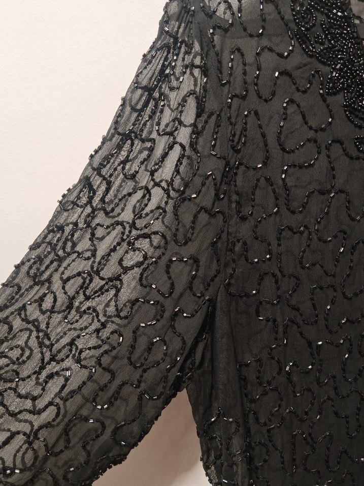 Boncuk İşlemeli Siyah Uzun Kollu tunik abiye - Görsel 5