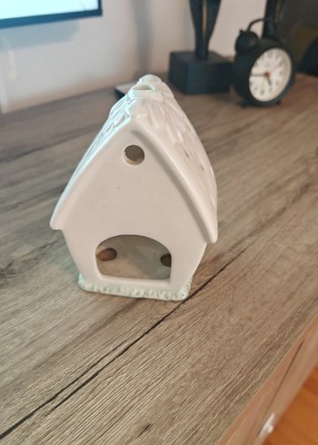 english home Beyaz Seramik Ev Şeklinde Mumluk - Görsel 4