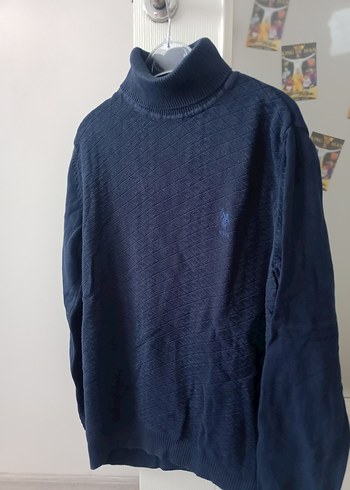 US Polo Erkek Lacivert Boğazlı Örgü Triko - Görsel 2