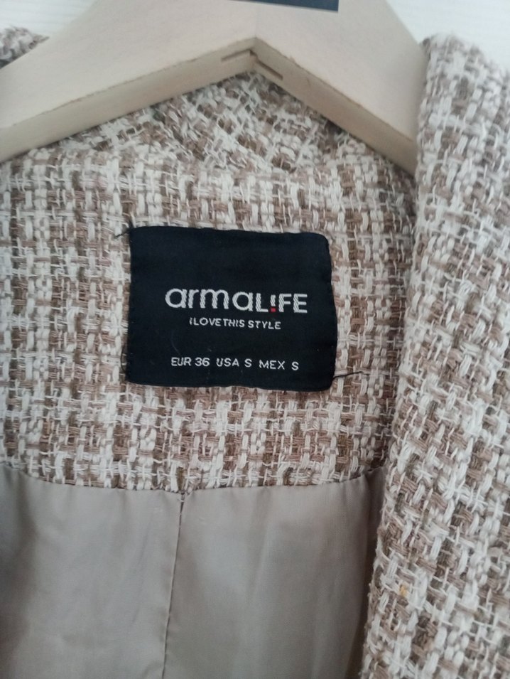 Bej Uzun Kadın Kemerli Ofis Kabanı - Görsel 5