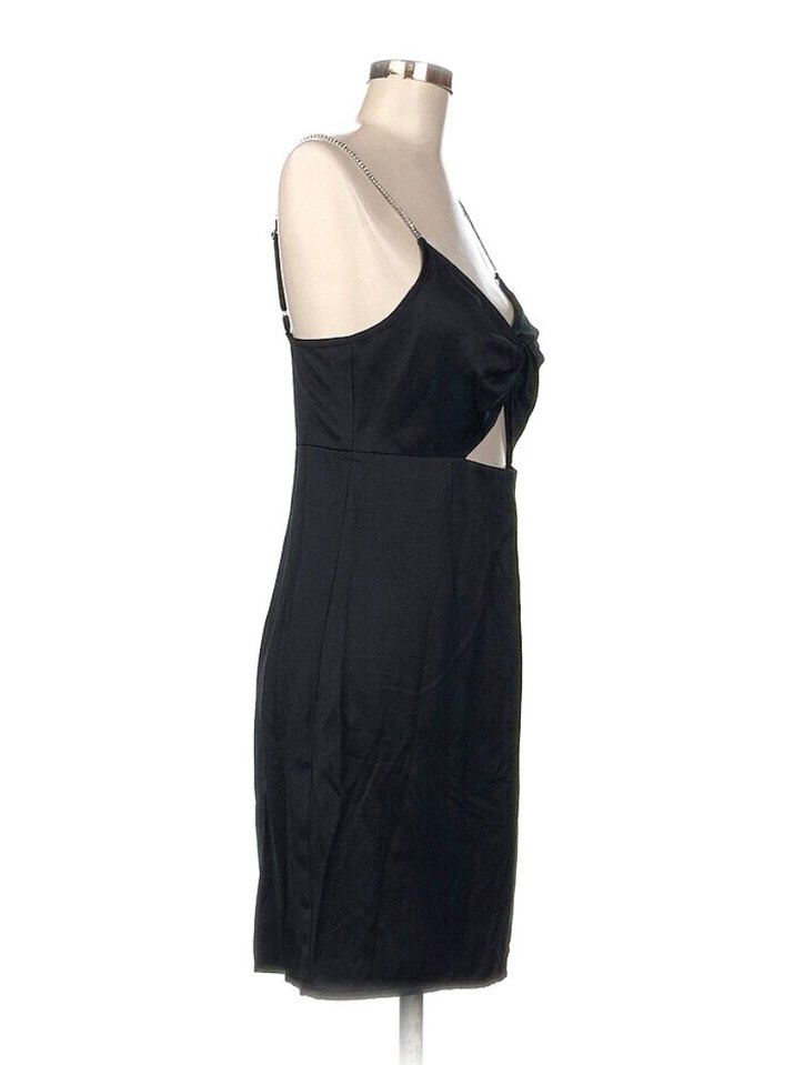 Siyah İnce Askılı Midi Elbise - Görsel 2