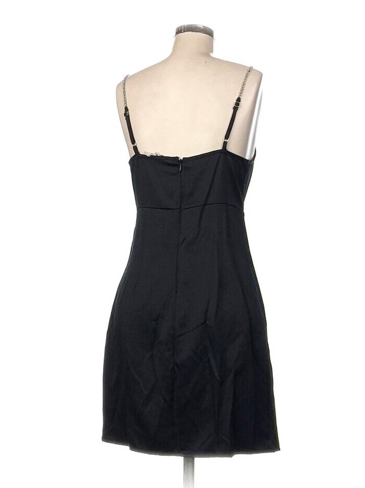 Siyah İnce Askılı Midi Elbise - Görsel 3