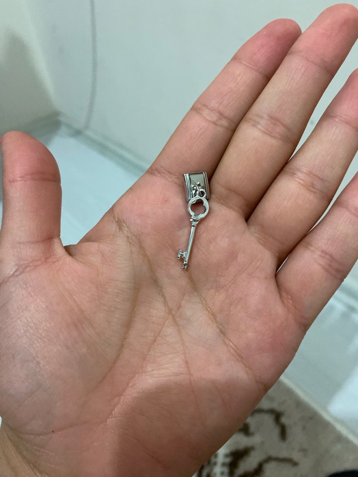 Gri Püsküllü Minimalist Kadın Charm - Görsel 2