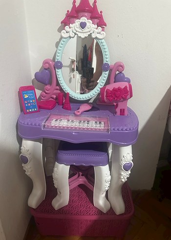 Piyanolu Pembe Çocuk Makyaj Masası 76 cm - Görsel 2