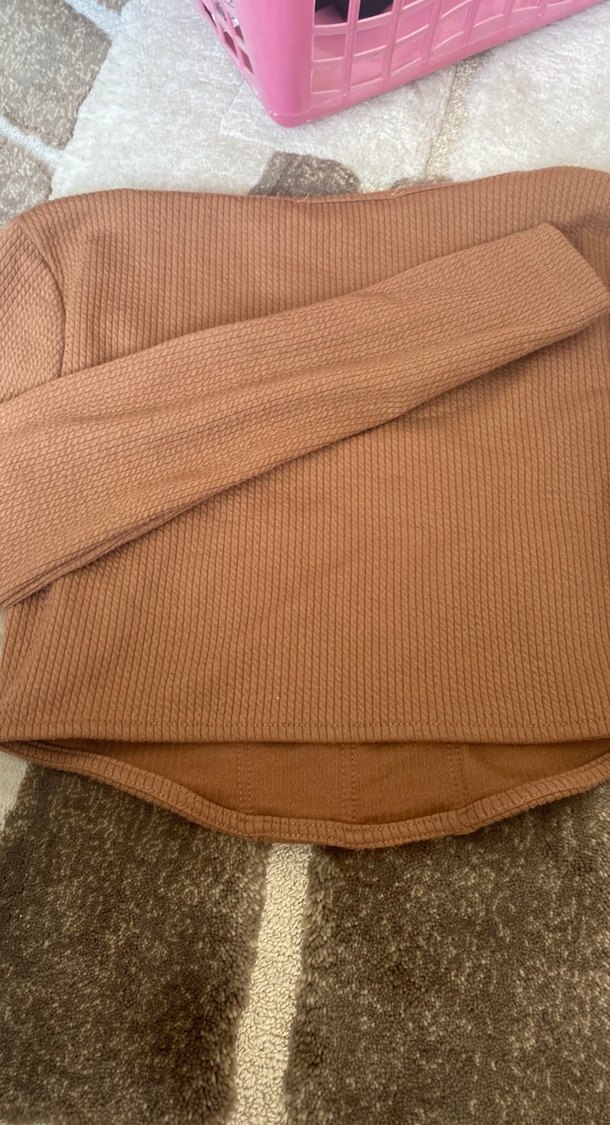 Kahverengi Örgü Kadın Uzun Kollu Triko - Görsel 4