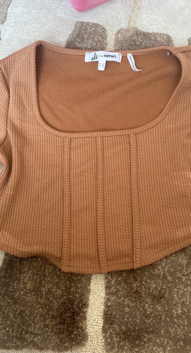 Kahverengi Örgü Kadın Uzun Kollu Triko - Görsel 3