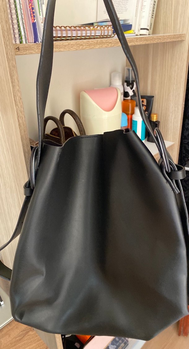 Siyah Deri Kadın Omuz Çantası - Görsel 3