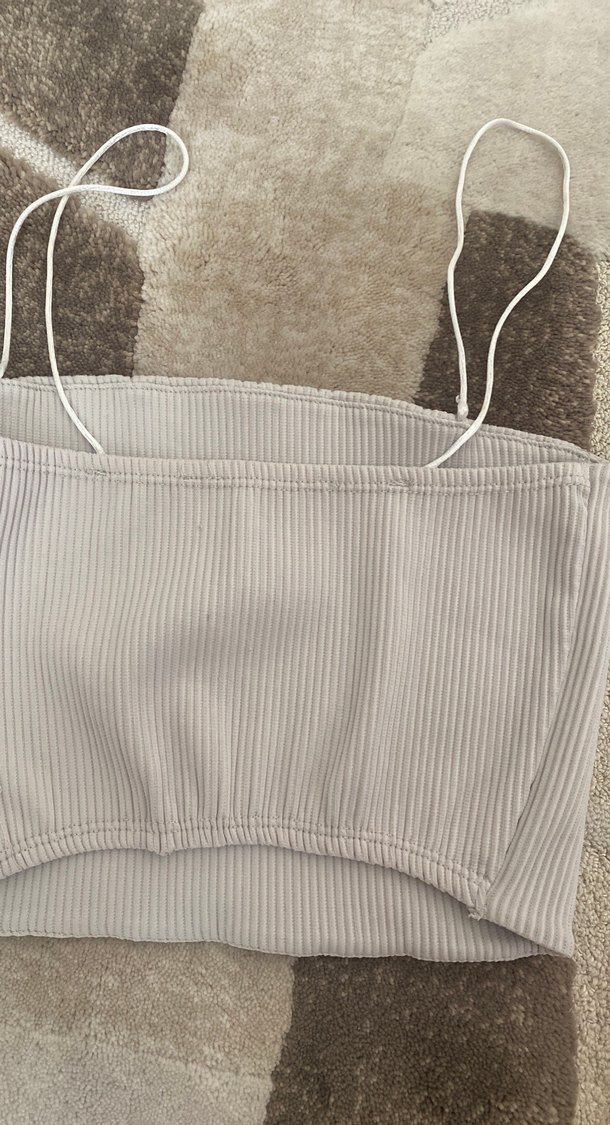 Bej İnce Askılı Crop Top - Görsel 2