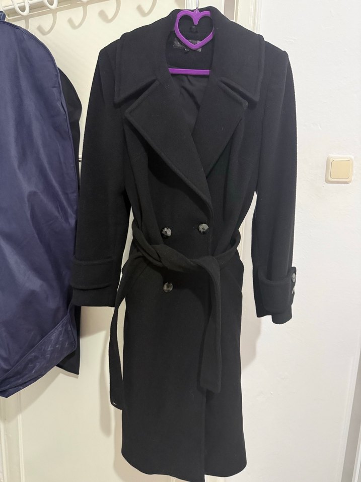 Chima marka Siyah Çift Düğmeli Uzun Kaban - Görsel 3