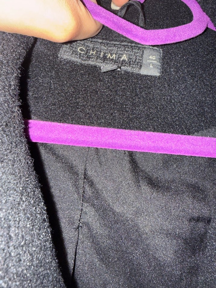 Chima marka Siyah Çift Düğmeli Uzun Kaban - Görsel 4