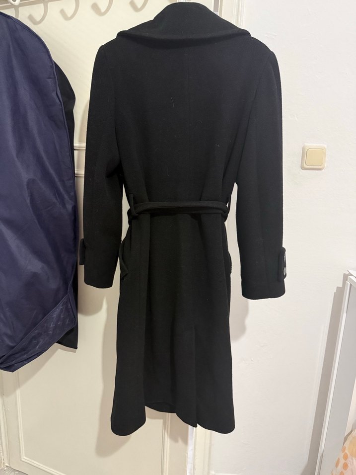 Chima marka Siyah Çift Düğmeli Uzun Kaban - Görsel 2