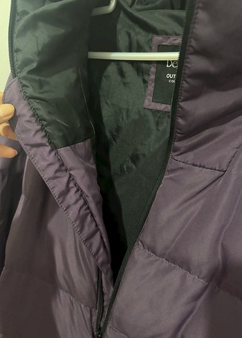 Mor Kapüşonlu Kadın Kış Montu - Görsel 3