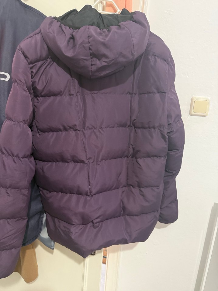 Mor Kapüşonlu Kadın Kış Montu - Görsel 4