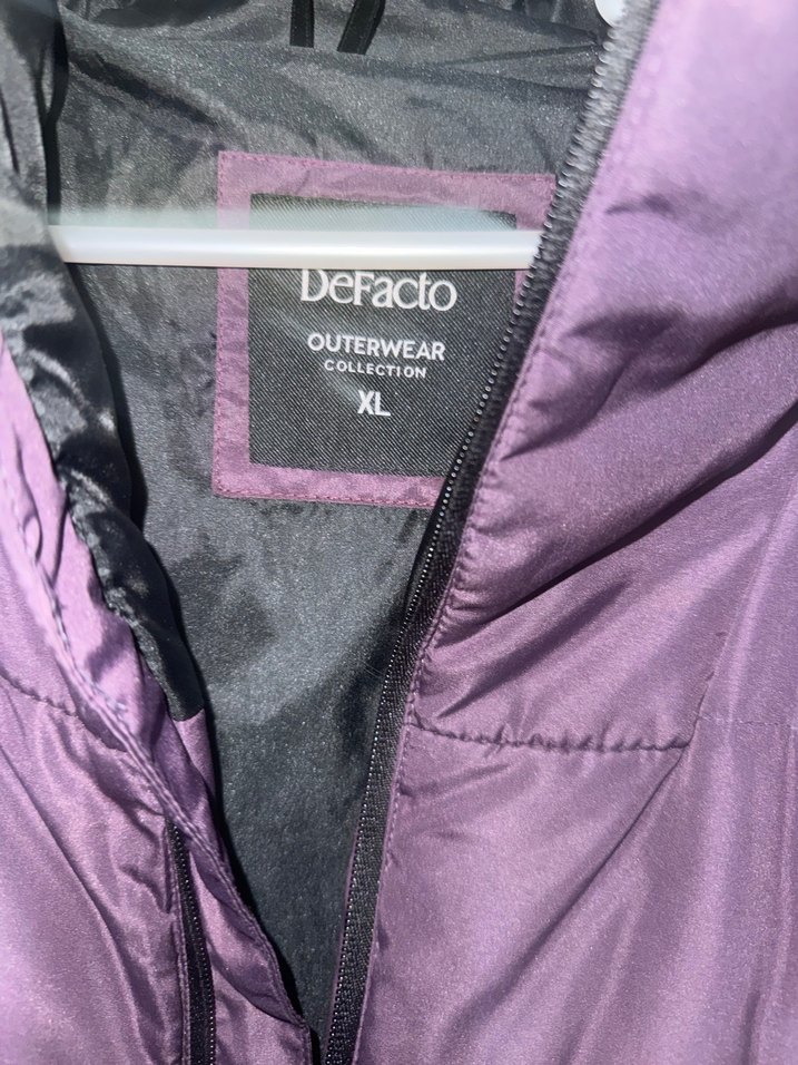 Mor Kapüşonlu Kadın Kış Montu - Görsel 2