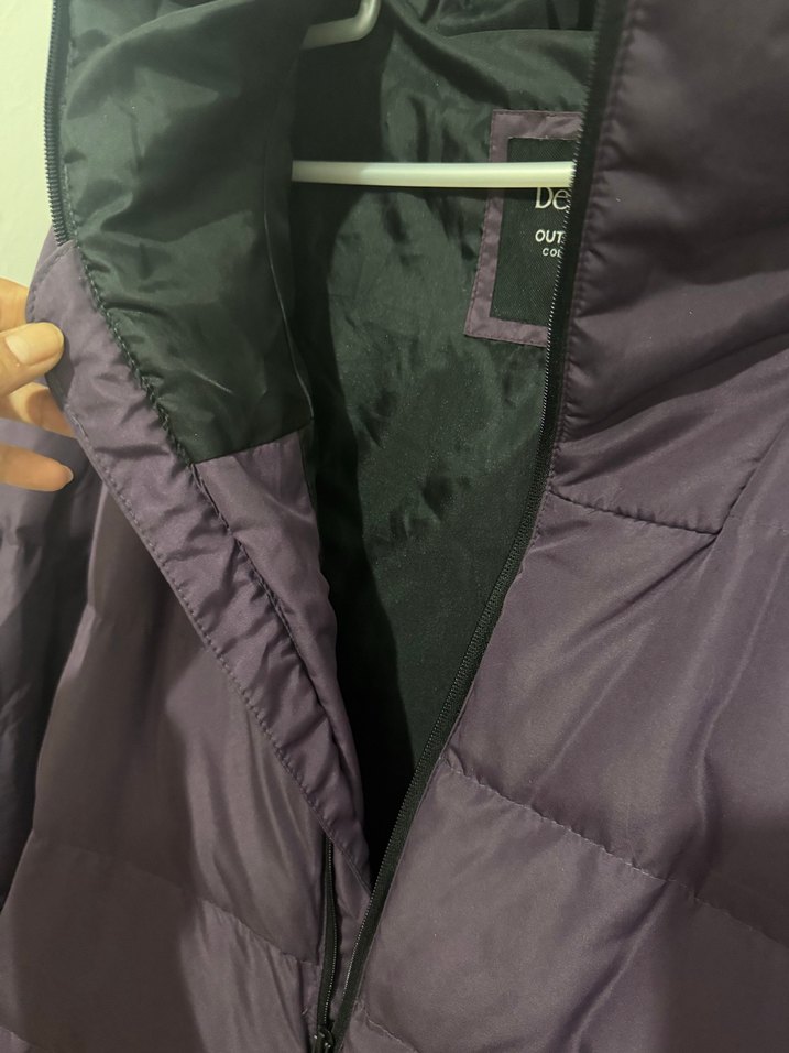 Mor Kapüşonlu Kadın Kış Montu - Görsel 3