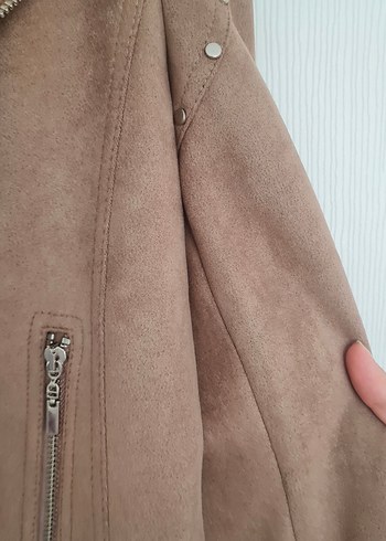 Bej Süet Kadın Deri Ceket - Görsel 3