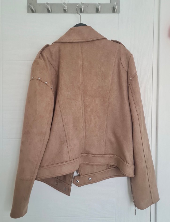 Bej Süet Kadın Deri Ceket - Görsel 4