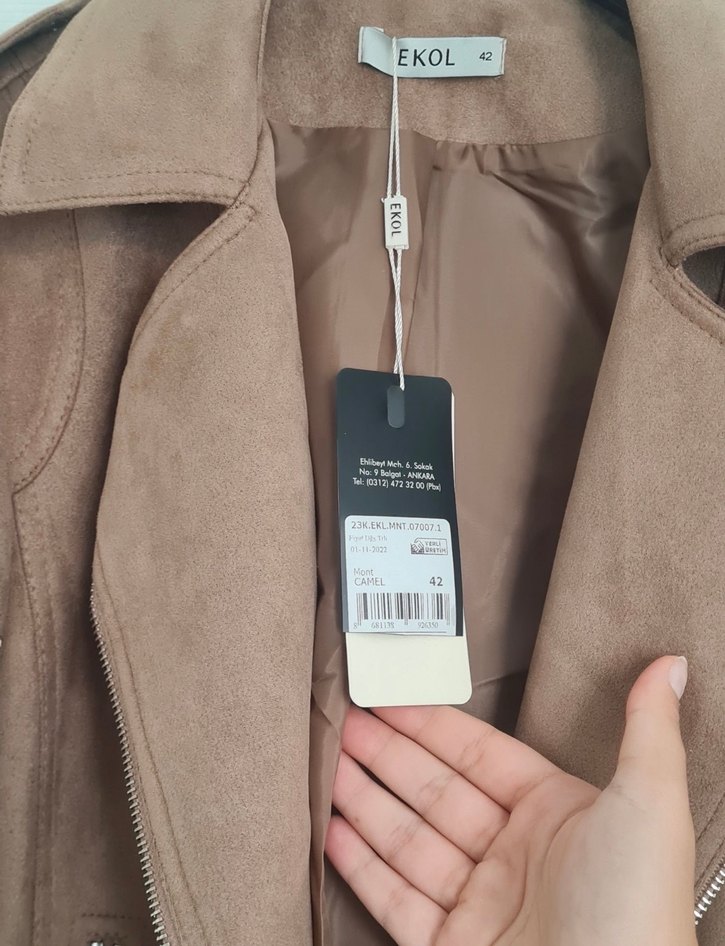 Bej Süet Kadın Deri Ceket - Görsel 2