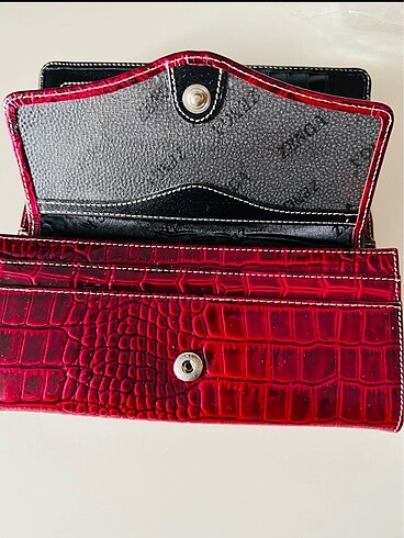 Zegna hakiki deri cüzdan rugan bordo - Görsel 6