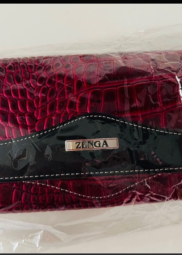 Zegna hakiki deri cüzdan rugan bordo - Görsel 3
