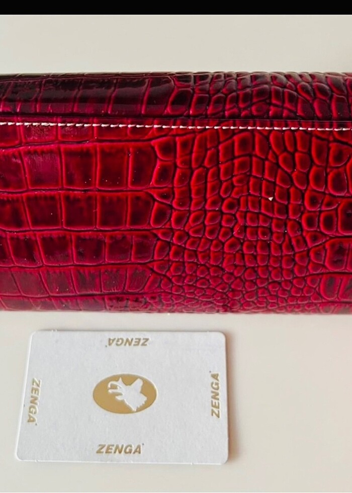 Zegna hakiki deri cüzdan rugan bordo - Görsel 5