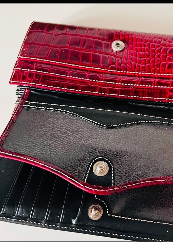 Zegna hakiki deri cüzdan rugan bordo - Görsel 4