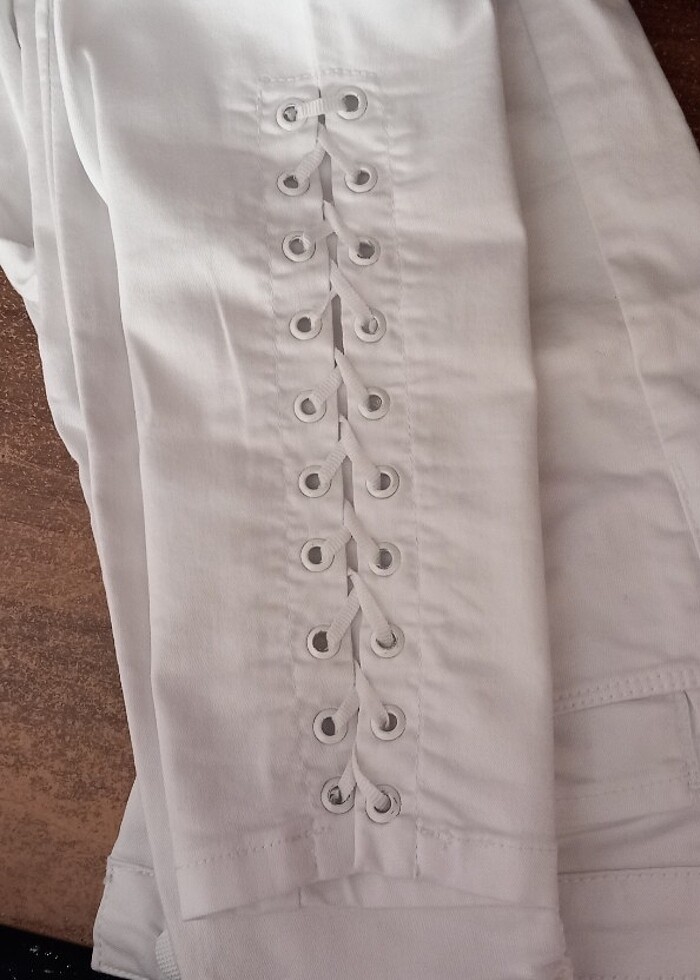 Keten beyaz pantolon - Görsel 2