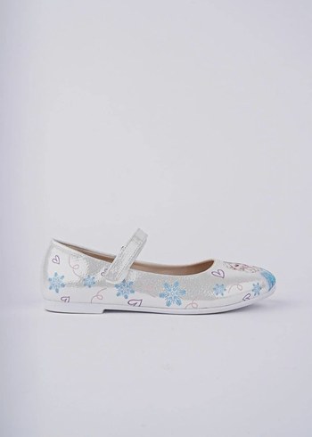 Kız Çocuk Beyaz Baskılı Tokalı Babet - Görsel 3