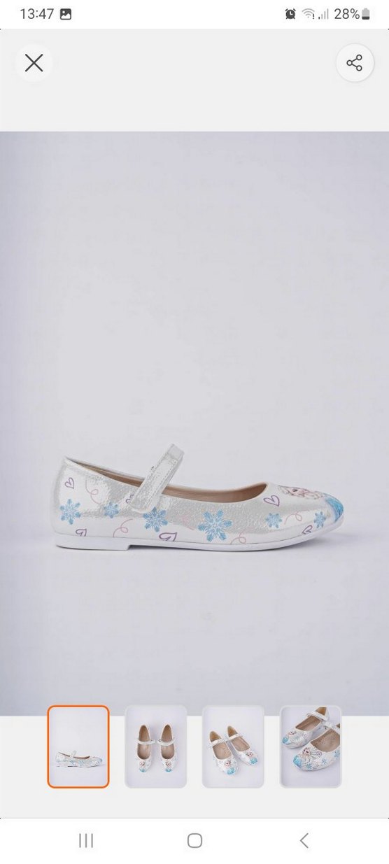 Kız Çocuk Beyaz Baskılı Tokalı Babet - Görsel 3