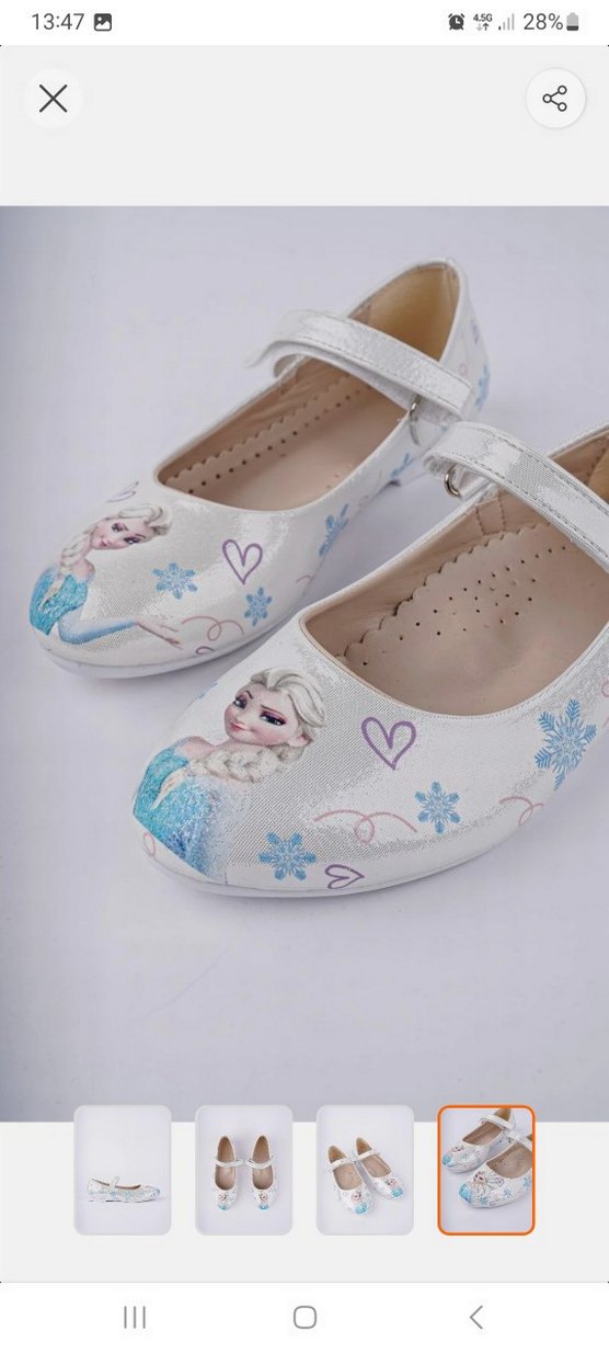 Kız Çocuk Beyaz Baskılı Tokalı Babet - Görsel 2