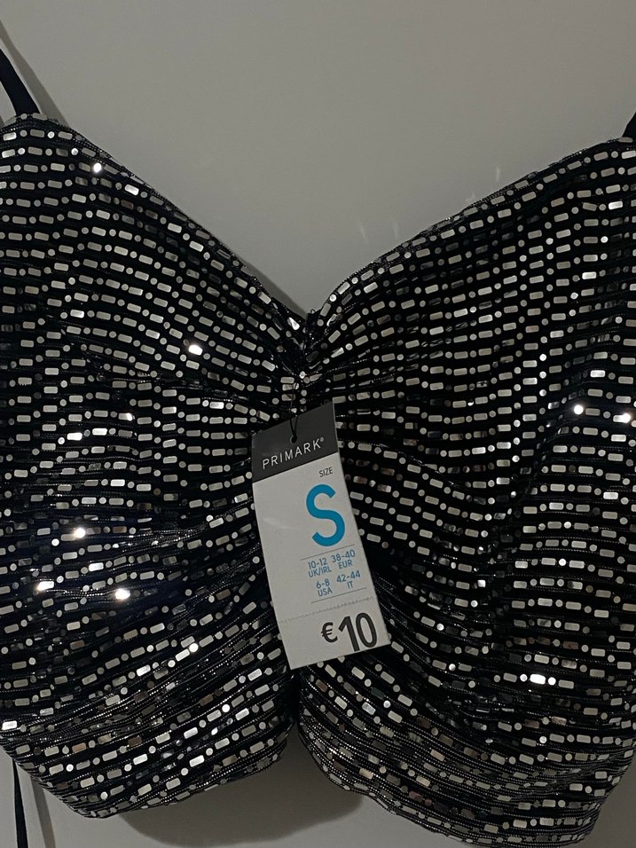 Parlak Siyah Mini Payetli Büstiyer - Görsel 3