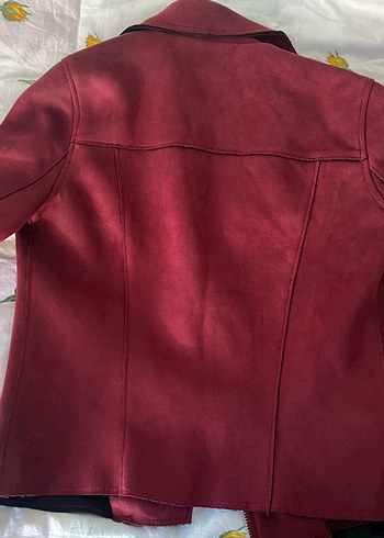 Bordo Süet Kadın Deri Ceket - Görsel 3