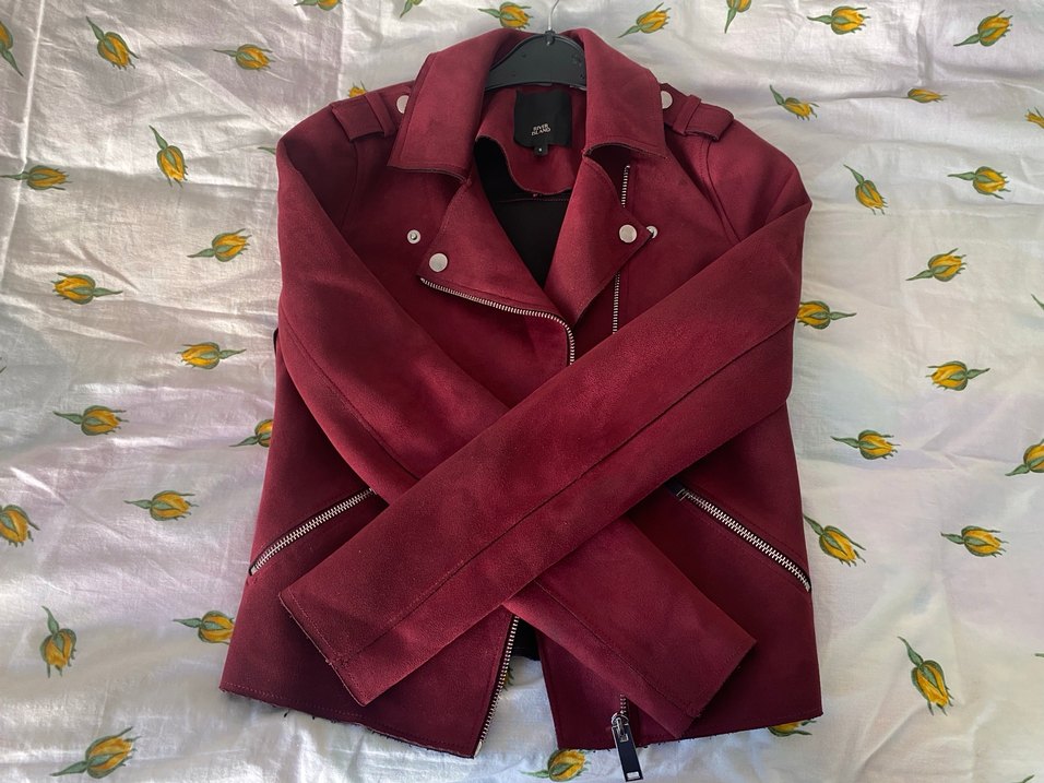 Bordo Süet Kadın Deri Ceket - Görsel 2