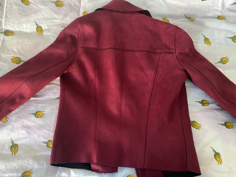 Bordo Süet Kadın Deri Ceket - Görsel 3