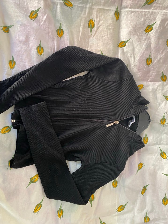 Fermuarlı Siyah Kadın Mont Yaka - Görsel 3