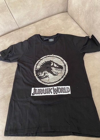 Koyu Siyah Jurassic World Baskılı Erkek Tişört