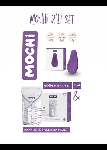 Mochi 2'li Anne Sütü Saklama ve Göğüs Masaj Seti