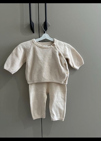 3 Ay Beden H&M 2 Parçalı Krem Renkli Bebek Örgü Takım (2-4 Ay)