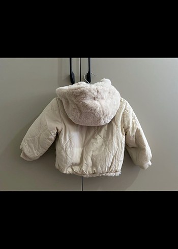 9-12 Ay Beden ten rengi Renk Zara Kız Bebek Bej Kapüşonlu Çift Taraflı Mont