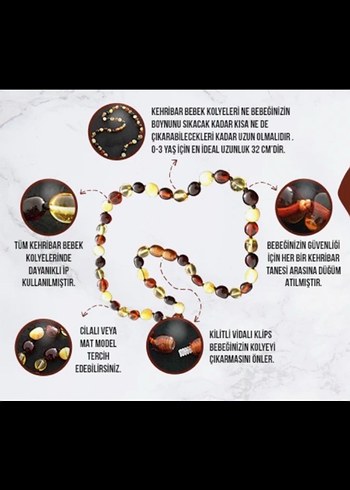 Diğer Bebek İpek Kehribar Kolye&Bileklik Set