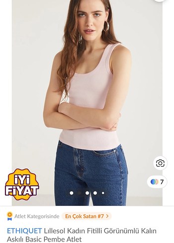 s Beden ETHIQUET Kadın Pembe Fitilli Atlet