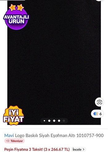 s Beden Mavi Logo Baskılı Siyah Eşofman Altı