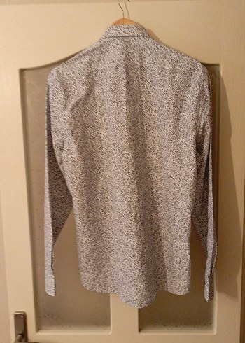 Erkek beyaz üstüne lacivert desenli altın yıldız XL slim fıt - Görsel 5