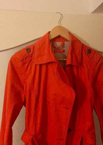 Beli Kuşaklı Kırmızı Midi Trençkot - Görsel 4